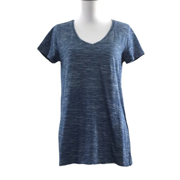 Pure J. Jill Indigo Blue Space Dye Cotton T Shirt Womens XSP Short Sleeve Tee - Picture 1 of 10